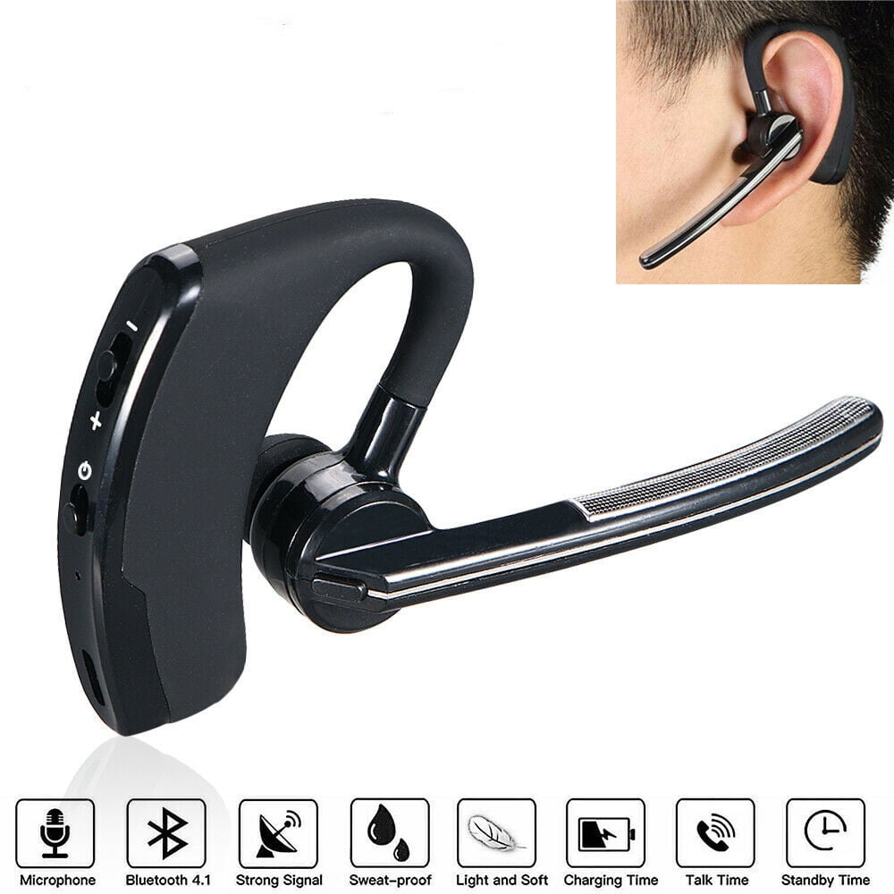 Bluetooth Headset V5.0 Honshoop Dual-Mic Noise Cancelling Wireless Bluetooth Earpiece 16 Hours HD Talk Time Earphone Compatible Cellphones Work for Business/Workout/Driving/Office