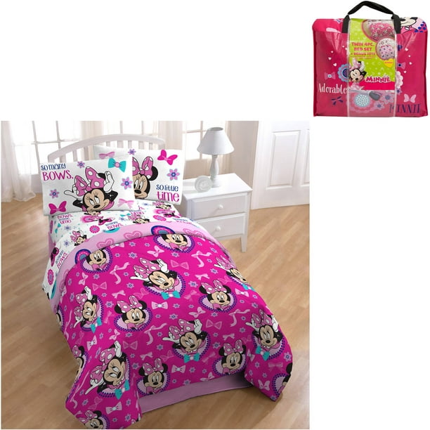 Disney Minnie Mouse 4 Piece Bedding Set, Minnie Mouse Twin Bed Sheets