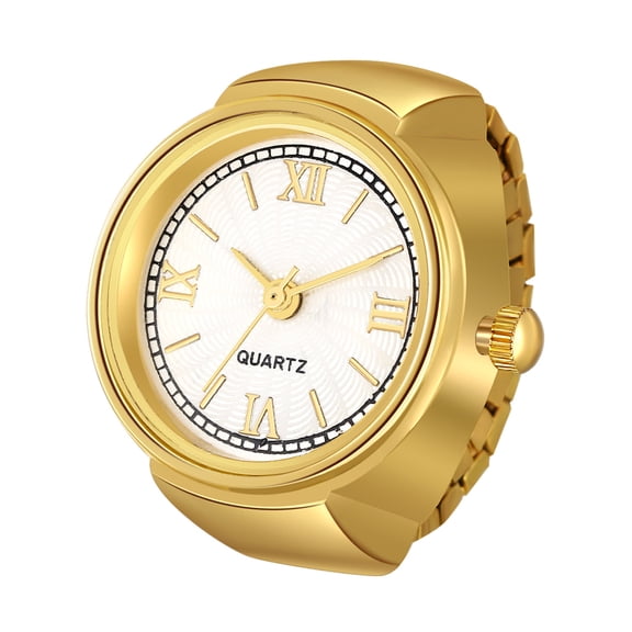 Avaner Men Women Elastic Band Finger Watch: Round Simple Dial Quartz Ring Stretch Strap Watches for Mother's Day