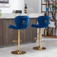 thumbnail image 5 of DeeHome Set of 2 Bar Stools,with Chrome Footrest and Base Swivel Height Adjustable Mechanical Lifting Velvet + Golden Leg Simple Bar Stool-blue, 5 of 6