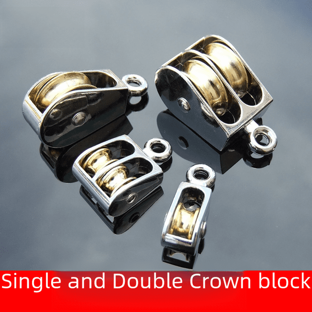 Bloque de corona simple y doble, exquisito bloque de corona de metal, polea fija en miniatura, polea móvil de aleación de zinc, fabricación de modelos