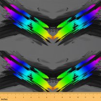 Homewish Minimalist Geometric Artwork Fabric by the Yard 1 Yard,Oil Painting Home Decor Fabric by the Yard,Gray Green Blue Stripes Sewing Fabric For Child,Microfiber Bedroom Decor