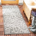 thumbnail image 3 of SAFAVIEH Courtyard Ava Floral Indoor/Outdoor Runner Rug, Anthracite/Light Grey, 2'3" x 6'7", 3 of 10