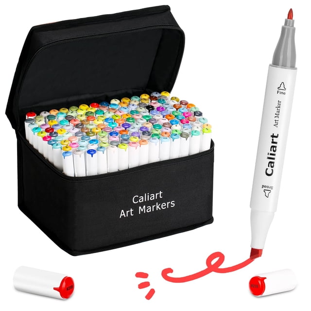 Caliart Markers, 168 colores, arte permanente con alcohol de doble punta