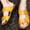 Orange, variant on Men's Leather Platform Orthotic Slides Sandals Open Toe Arch Support Hollow Slip On Slippers Summer Lightweight Slip Soft Bottom Casual Walking Beach Sandals