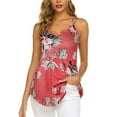 thumbnail image 2 of up to 60% off Gifts Usmixi Womens Tank Tops Fashion Floral Loose Swing Going out Spaghetti Strap Tees Tops Summer Trendy Solid V-Neck Sleeveless Shirts Blouse Red XL, 2 of 6