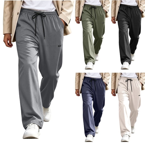Guluxicc Gym Pants for Men Elastic Waist Drawstring Running Trousers with Pockets Classic Fit Athletic Pants