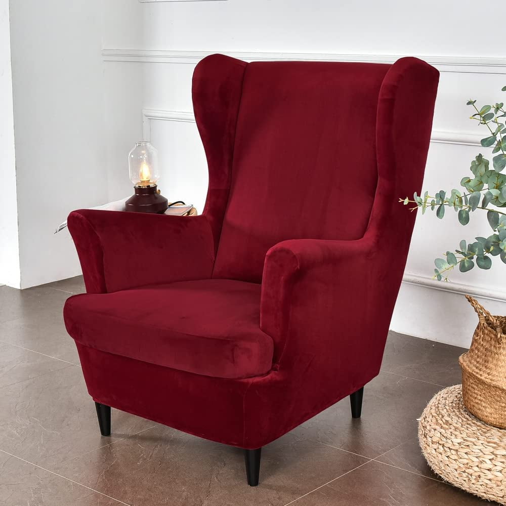 TOPCHANCES Wingback Chair Covers, Stretch Velvet Wing Chair Armchair