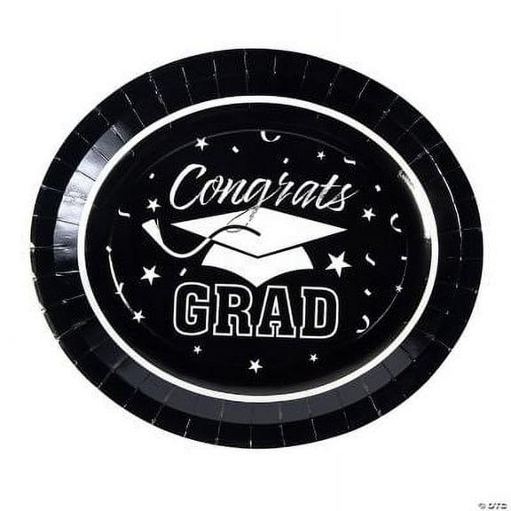 Black Graduation Paper Banquet Plates - 25 Ct., Graduation, Party Supplies, 25 Pieces
