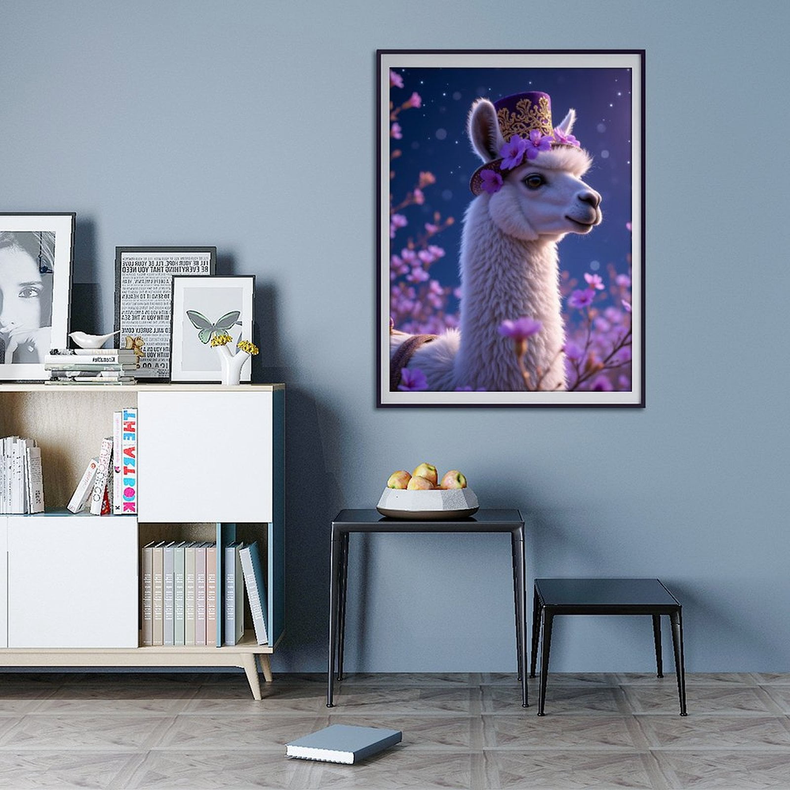 Diamond Art Kits for Adults - 5d Llama With Floral Purple Hat Diamond Painting for Adults, Diamond Art for Adults Beginners, Diamond Painting Kits for Adults for Home Wall Decor