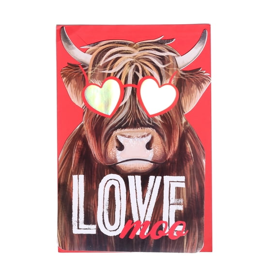 Valentine’s Day Jumbo Greeting Card, Brown Highland Cow, 1 Count by Way to Celebrate