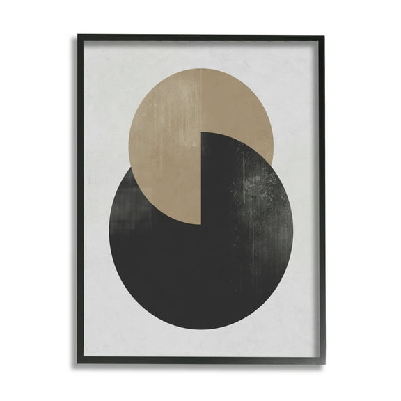 Stupell Industries Neutral Circles Overlapping Abstract Painting Black Framed Art Print Wall Art, 11 x 14