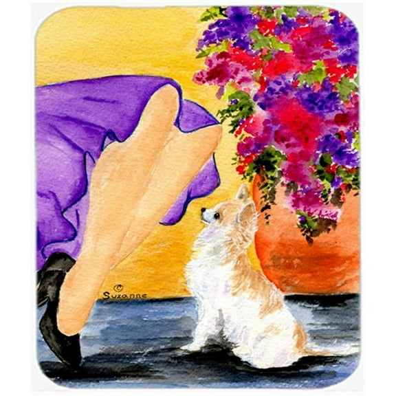 Lady With Her Chihuahua Mouse Pad, Hot Pad or Trivet