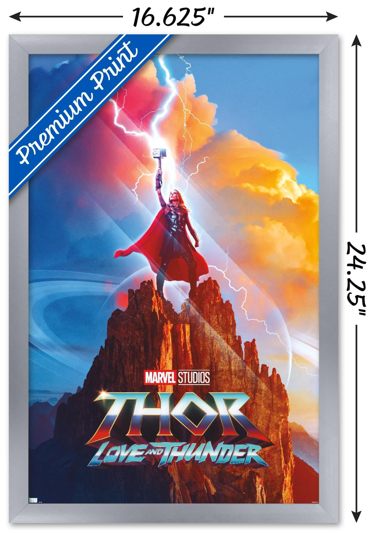 Marvel Thor: Love and Thunder - Mighty Thor One Sheet Wall Poster, 14.725" x 22.375" Framed