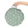 thumbnail image 2 of Floral Round Floor Cushion with Handle, Abstract Pastel Doodle Style Burgeoning Flowers and Spots Art Repetition, Pillow for Living Room & Dorms, 18" Round, Pale Teal and Cream, by Ambesonne, 2 of 4