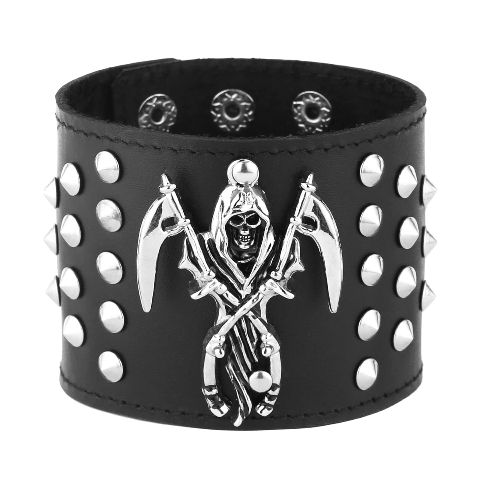 Streetsoul Men's Leather Bracelet - Tribal Metal Design, Adjustable Wrist Band, Gift For Him
