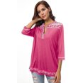 thumbnail image 3 of Camisas bohemias de manga 3/4 para mujer, blusa campesina bordada Adepaton CJWUS-4336, 3 of 6