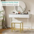 thumbnail image 4 of Small Vanity Stool, Cute Vanity Stools with Cushion, White Gold Makeup Vanity Chair for Small Spaces, Living Room, Bedroom, Bathroom, Entryway, Ottoman Foot Rest for Couch Sillas Modern, 4 of 6