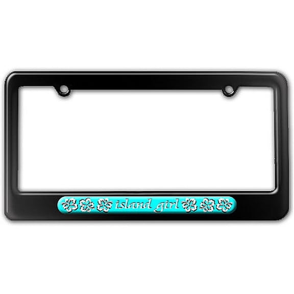 Island Girl Blue - Tropical Hibiscus Hawaii License Plate Frame