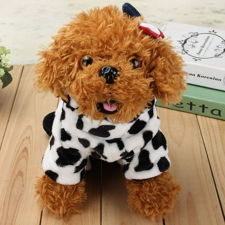 Lovely Pet Dog Cat Warm Cow Jumpsuit Clothes Puppy Hoos Coat Pet Dog Cat Warm Cow Jumpsuit Clothes