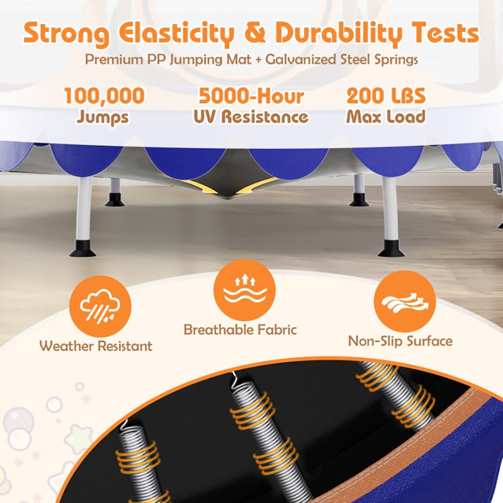 Spaco 64" Kids Trampoline with Detachable Canopy and Safety Enclosure Net-Orange, Bounce Trampoline for Outdoor as Garden, Park