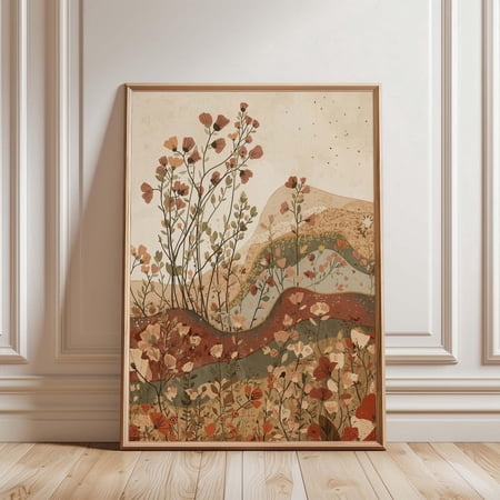 Wildflower Meadow Wall Art Earth Tone Floral Home Decor