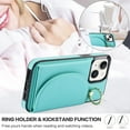 thumbnail image 6 of Wallet Case Compatible with iPhone 15 with Card Holder,RFID Blocking,360°Rotation Finger Ring Stand Leather Cover,Drop Protection with Magnetic Snap Phone Case iPhone 15, Green, 6 of 9