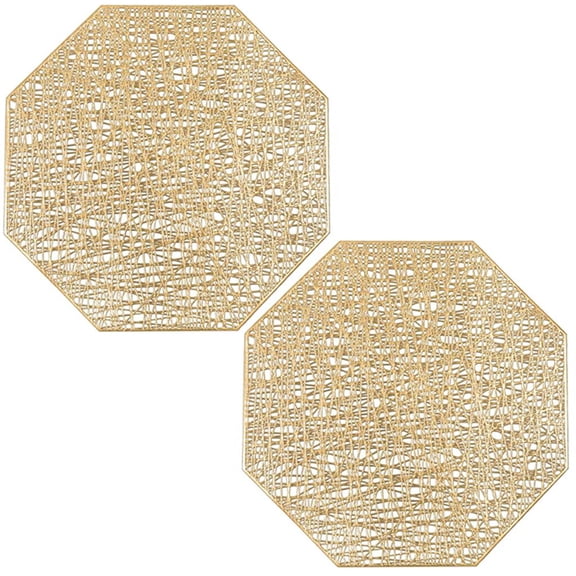 STRANDCHIC Set of 2 Golden PVC Placemats for Kitchen Table Decor and