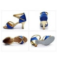 thumbnail image 3 of WIZUTIZ Latin Dance Shoes for Women Low Heel Open Toe Sandals Dressy Sandals Women Outdoor Comfortable Stretch Beach Sandals Pull-On Shoes Medium Solid Sandals for Older Women Anniversary Prime Blue, 3 of 3