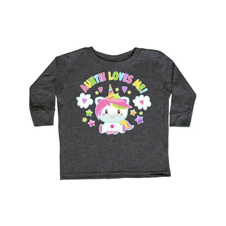 

Inktastic Auntie Loves Me with Cute Rainbow Unicorn Gift Toddler Boy or Toddler Girl Long Sleeve T-Shirt