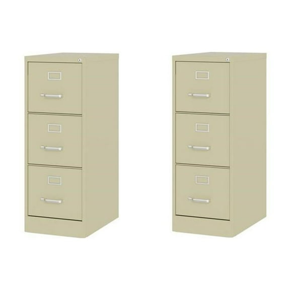 Home Square Set of 2 3 Drawer Letter Width Vertical Metal File Cabinet - Beige