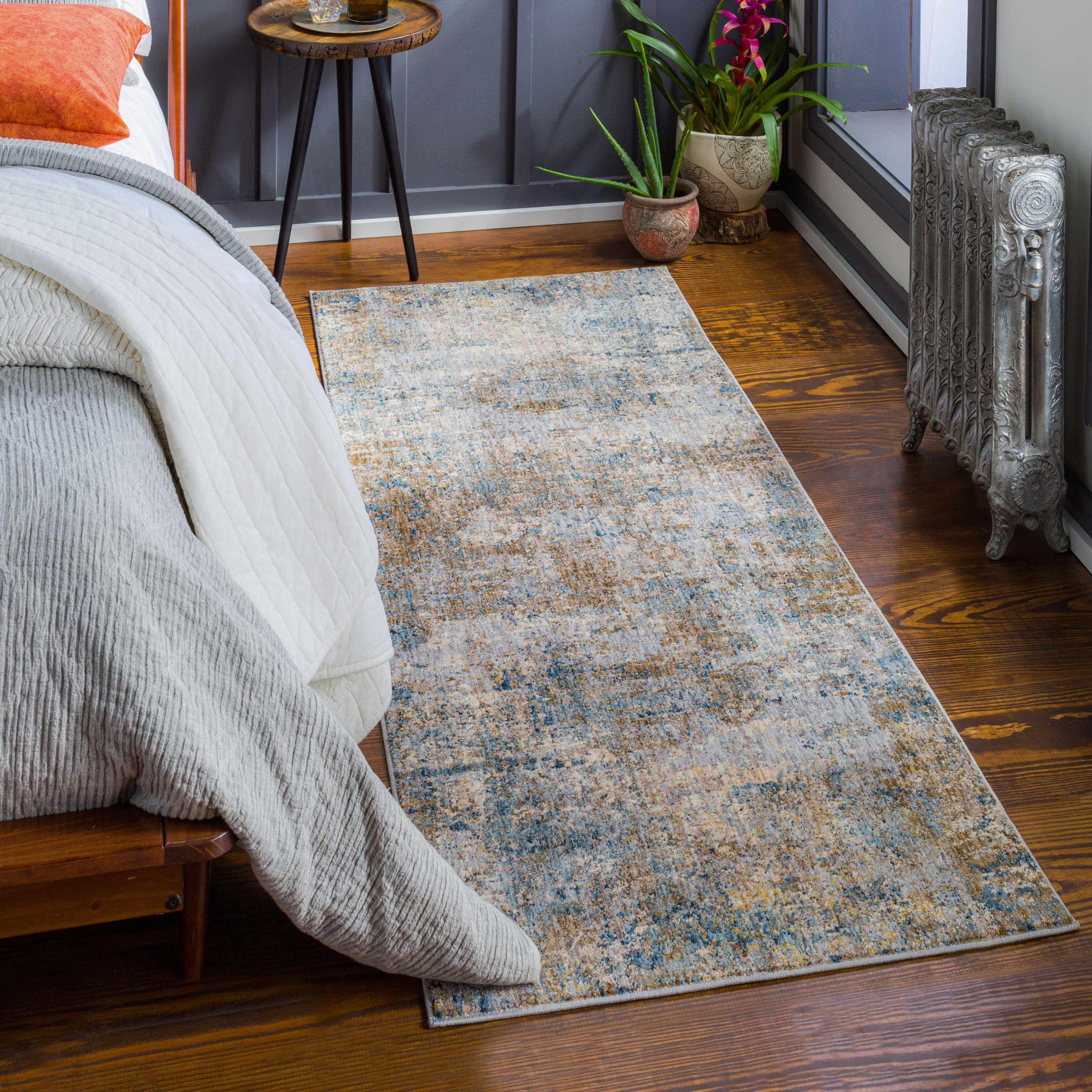 Hauteloom Gorokan Contemporary Abstract Living Room Bedroom Dining Room Area Rug - Modern Distressed Bohemian Carpet - Brown, Cream, Beige, Brown, Gray - 6'7" Round