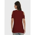 thumbnail image 3 of Women's Summer Short Sleeve V-Neck Criss Cross Cold Shoulder Blouse Tops, 3 of 4