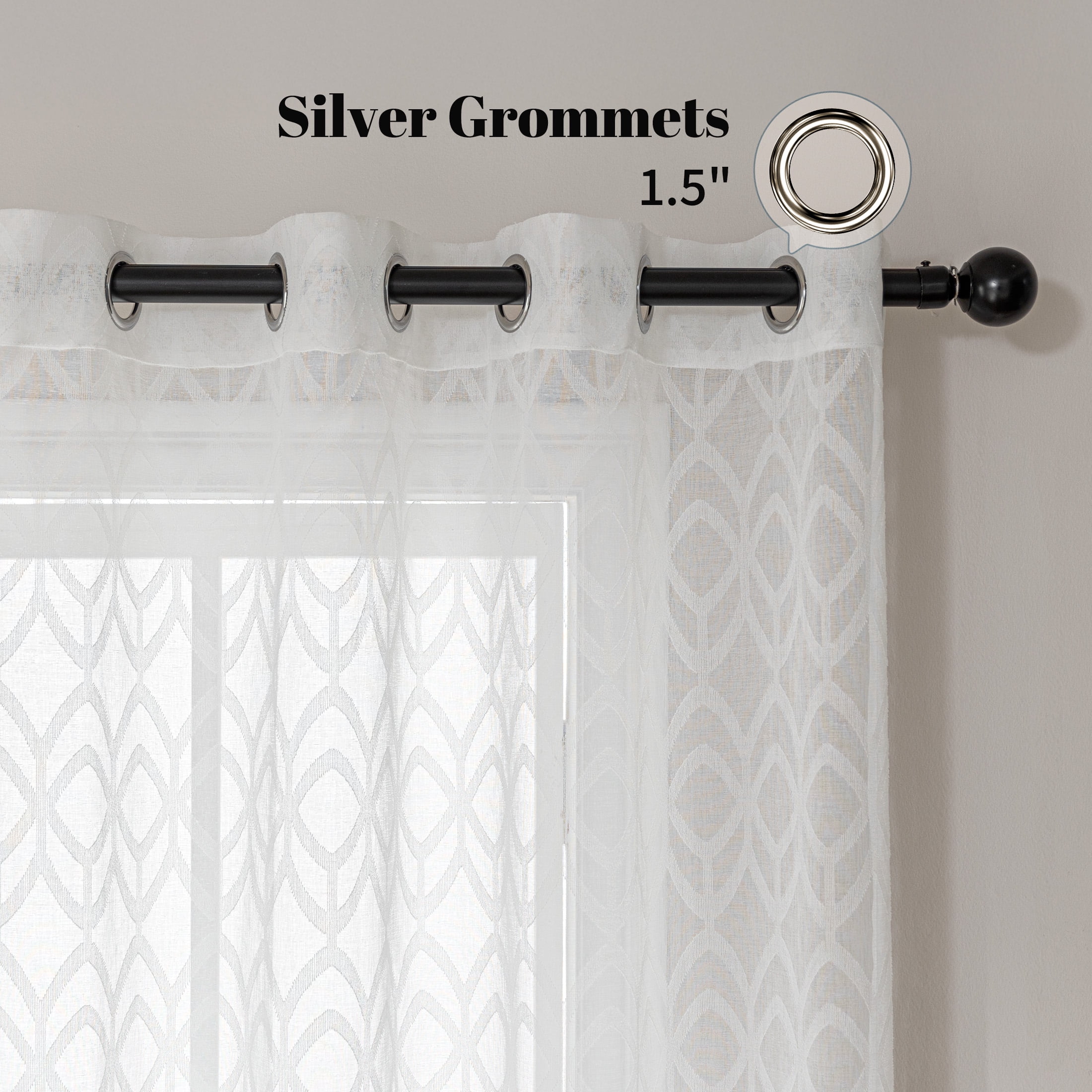 Sonive Sheer Curtains White Pack of 2, Light Filtering Privacy Living Room, 42"×63"
