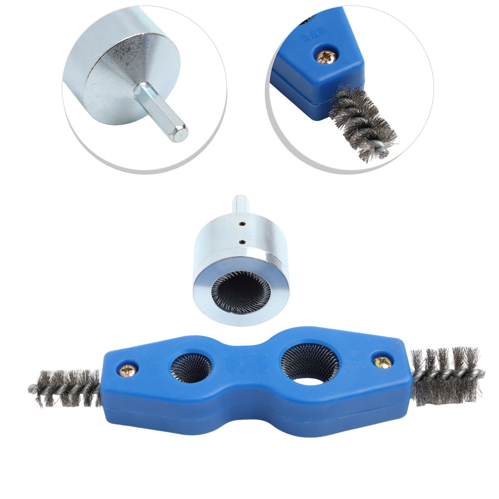 Copper Pipe Cleaner With 4In1 Battery Brush Dual Head For Drill 15+22Mm Plumbing Cleaning Metal Tube Battery Brush Accessories 22Mm