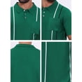 thumbnail image 7 of DARING DIVA Men's Striped Knit Chest Pocket Short Sleeve Vintage Golf Shirts S Green, 7 of 7