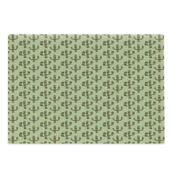 Cactus Cutting Board, Mexican Inspired Indigenous Foliage Abstract Chevron Nature Theme, Decorative Tempered Glass Cutting and Serving Board, Large Size, Pistachio Green Caramel, by Ambesonne
