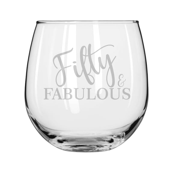 Wine Glass for Red or White Wine Gift Fifty And Fabulous 50th Birthday (16 oz Stemless)