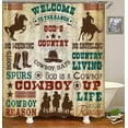 thumbnail image 4 of 4PCS Western Cowboy Shower Curtain Set, Horse Desert Cactus Sunset Country Rustic Farmhouse Wild West Bathroom Decor, Waterproof Fabric Shower Curtain, Non-Slip Bath Mat Toilet Rug, 4 of 7