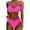 Hot Pink, variant on LUOGENLI Womens Swimsuit Set Women 2 Piece Bathing Suits Push up Bikini Set Swimsuit Vintage Swimwear White Size L