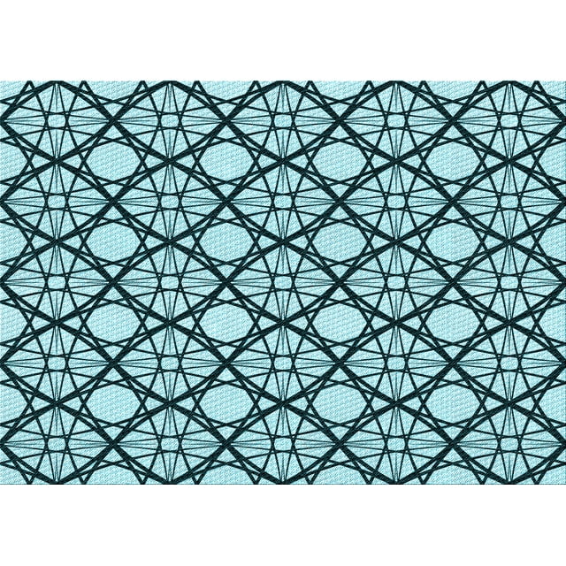 Ahgly Company Tapis Rectangulaire Lavable en Machine Intérieur Transitionnel Vert Sarcelle Moyen, 8 Pieds x 10 Pieds