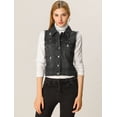 thumbnail image 2 of INSPIRE CHIC Women's Turn Down Collar Button Denim Washed Vest, 2 of 6