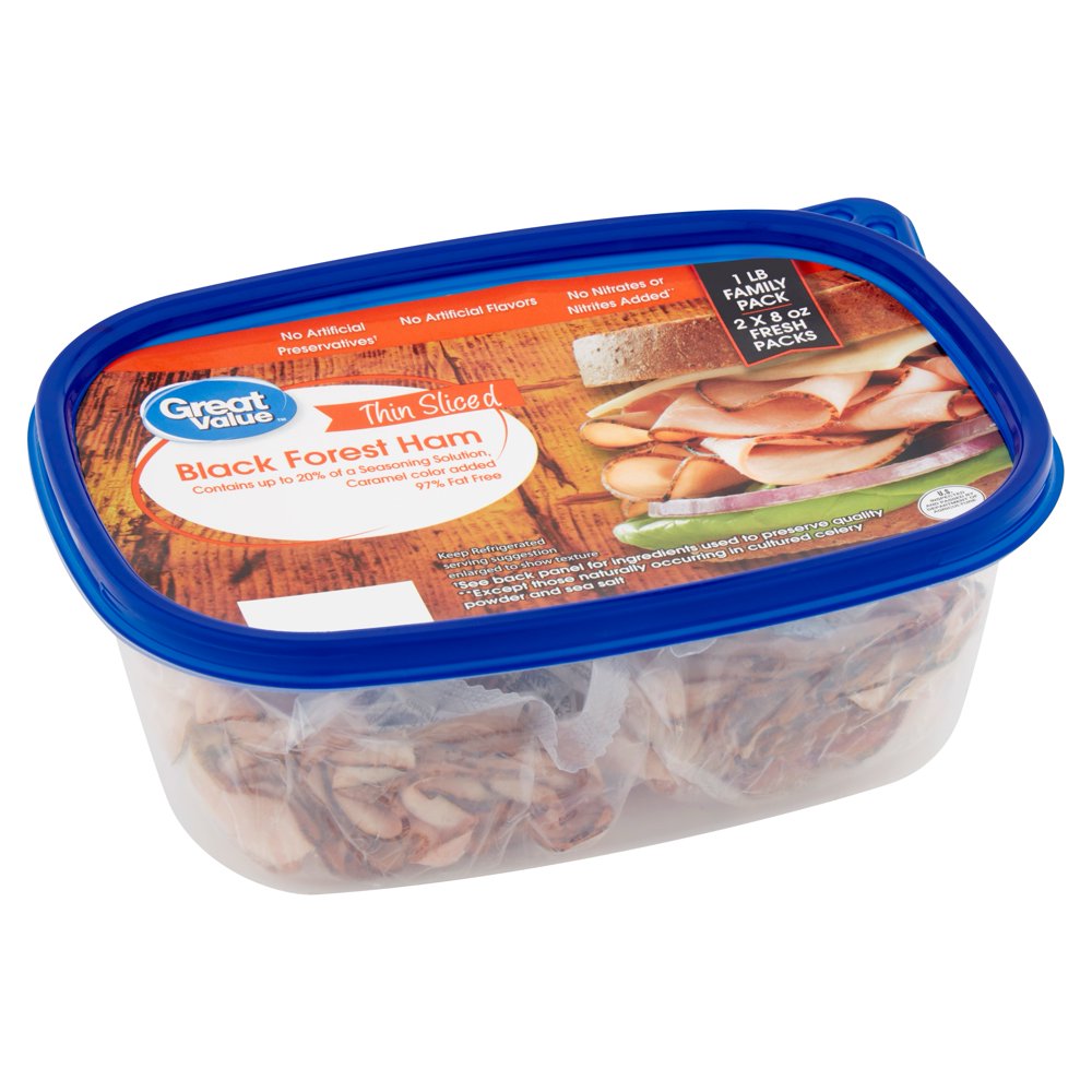 Great Value Thin Sliced Black Forest Ham Family Pack, 8 oz, 2 count
