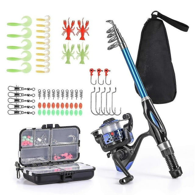 Ing Rod Reel Combo Kit 1. Telescopic Ing Rod Spinning Reel Set With Hooks Soft Lures