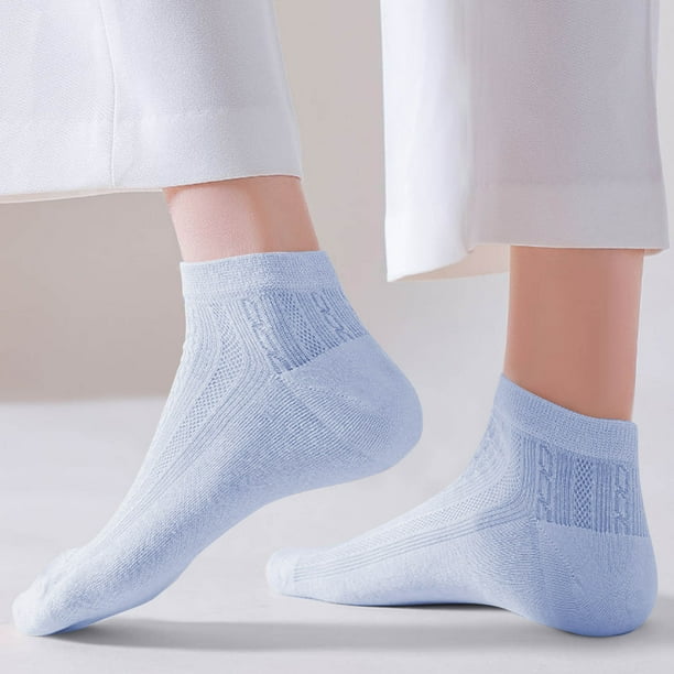 Calcetines de mujer de color liso, de boca baja, transpirables y absorbentes del sudor, de algodón.