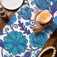 thumbnail image 3 of Blue Boho Floral Table Runner 72 Inches, Abstract Art Paisley Flower Bed Runner Dresser Scarves Tabletop for Indoor Outdoor Parties/Ceremony/Banquet, 18" x 72", 3 of 9