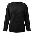 thumbnail image 3 of Vedolay Women's Fall Tops Women's V Neck Sweater Lantern Sleeve Oversized Henley Knit Pullover Tops,Black M, 3 of 5