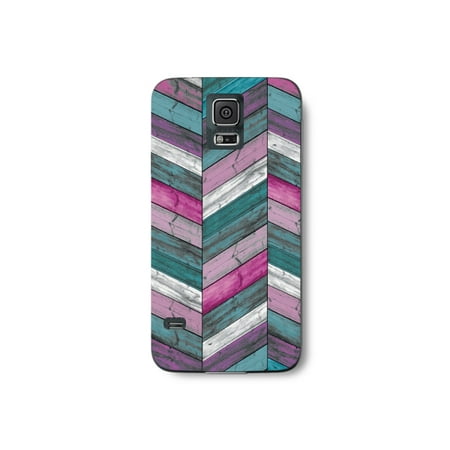 - Wood Pattern Print Chevron Turqouise Pink White Purple Color Stripes Design Phone Case for the Samsung Galaxy S7 Edge