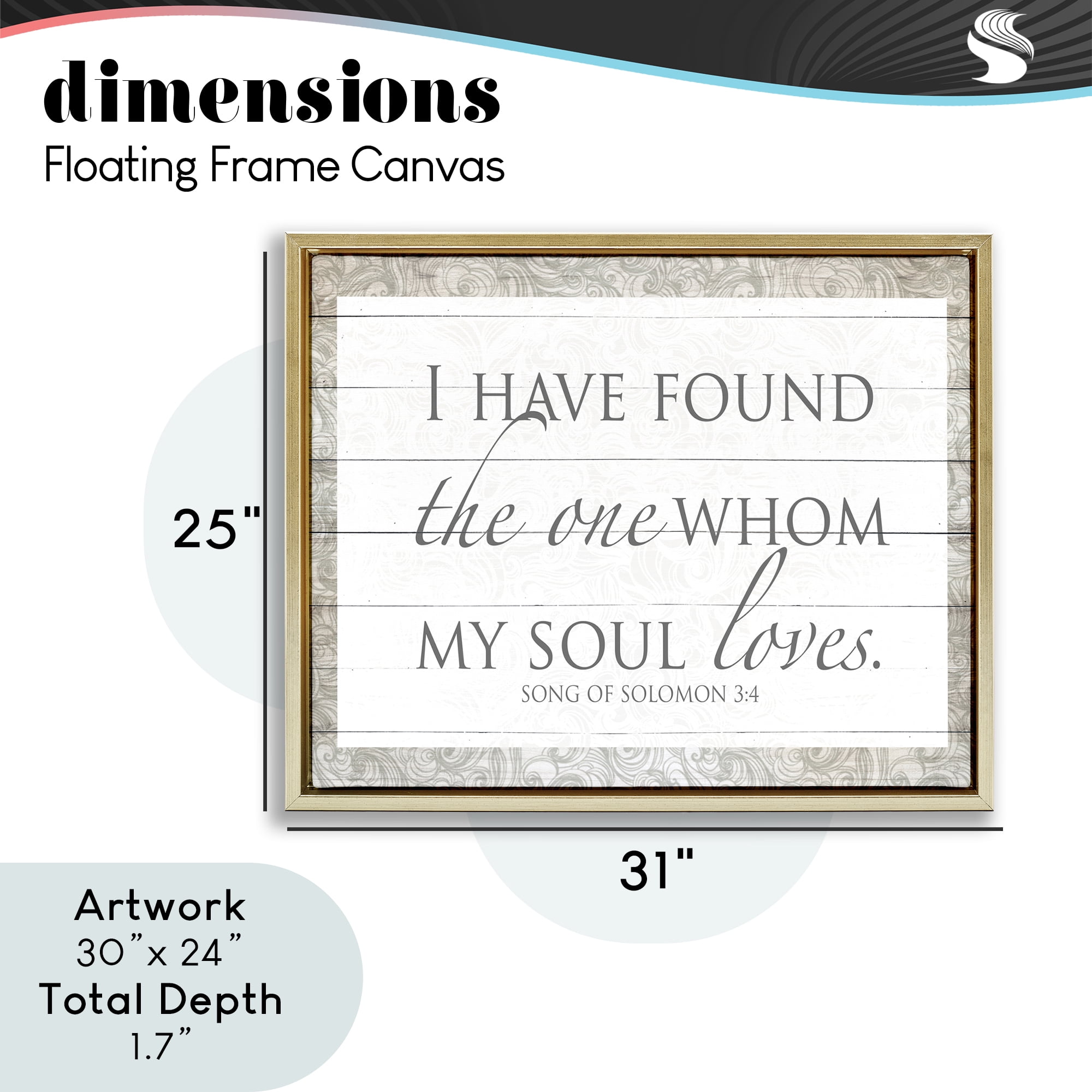 Stupell Industries The One Whom My Soul Loves Gold Framed Floater Canvas Wall Art, design by SD Graphics Studio