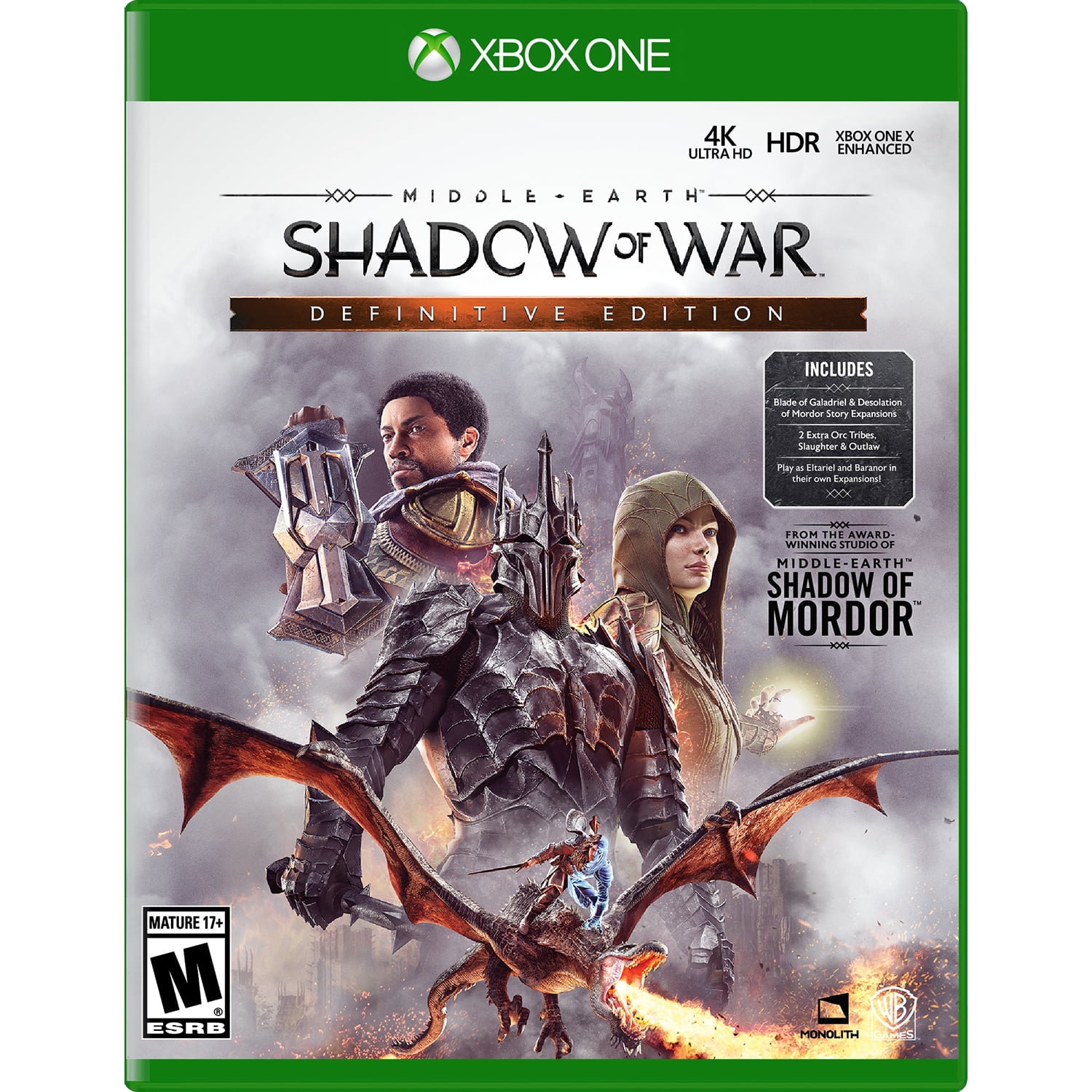 vals Verniel Onderhoudbaar Middle Earth: Shadow Of War Definitive Edition, Warner Bros, Xbox One,  883929654307 - Walmart.com
